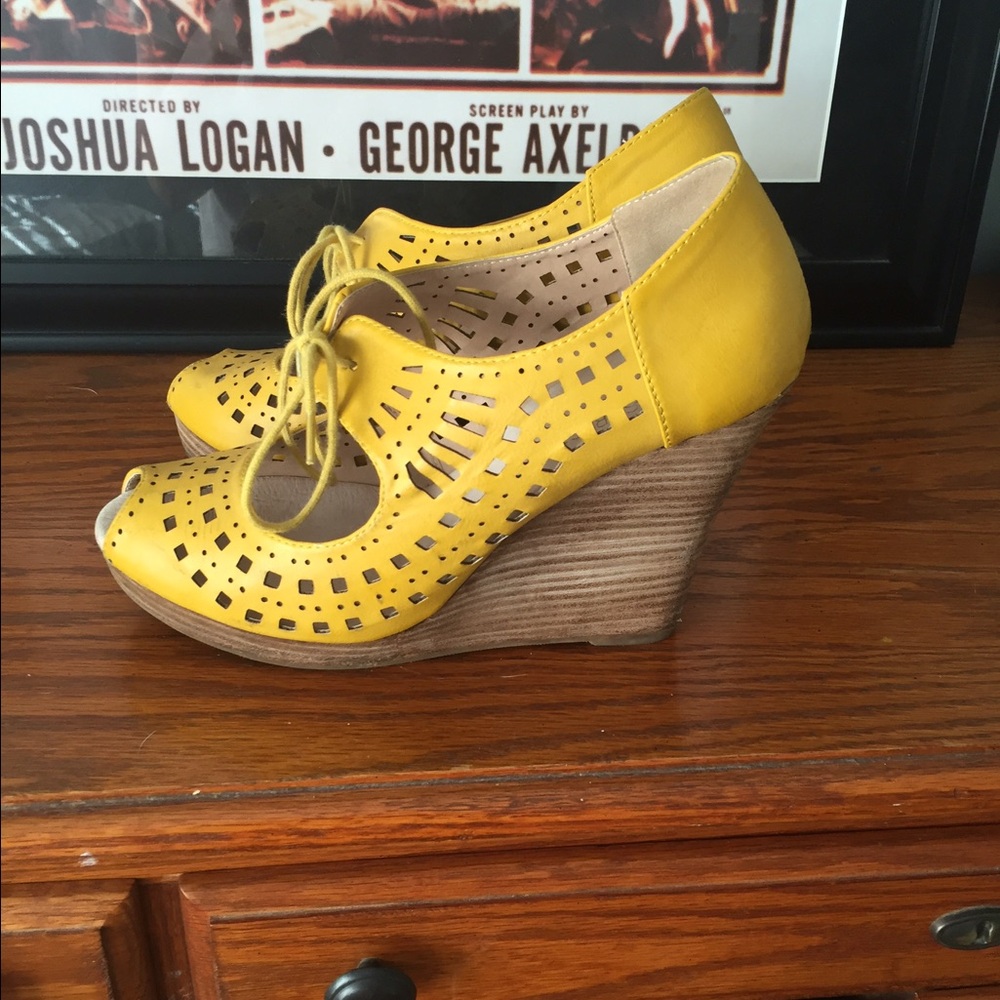 Restricted Mustard Yellow Wedge Shoes